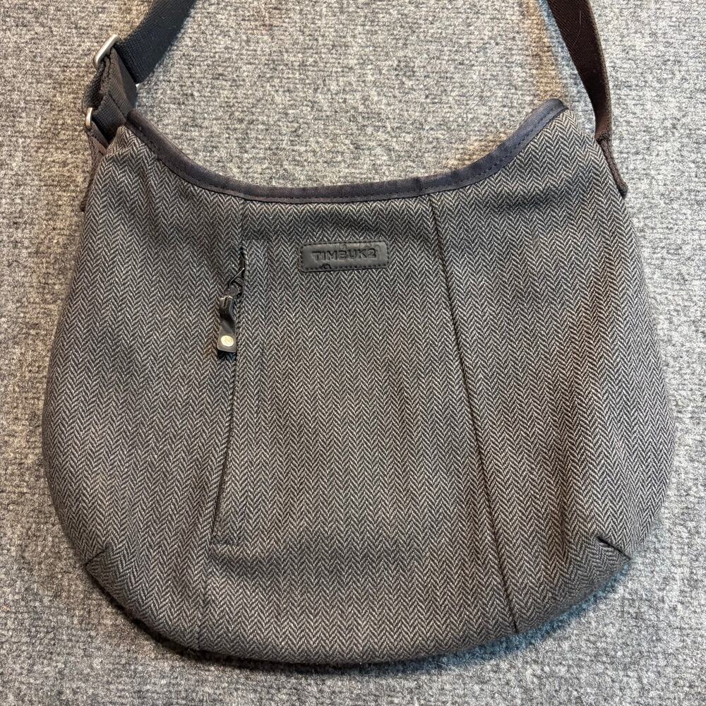 Timbuk2 Gray Tweed Herringbone Hobo Shoulder Bag Casual Travel Purse Handbag